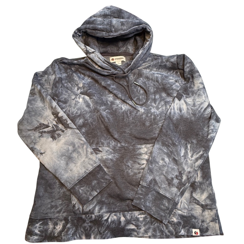 Strongside Men's Tie Dye Hoodie Pullover Gray‎ Blue Size L